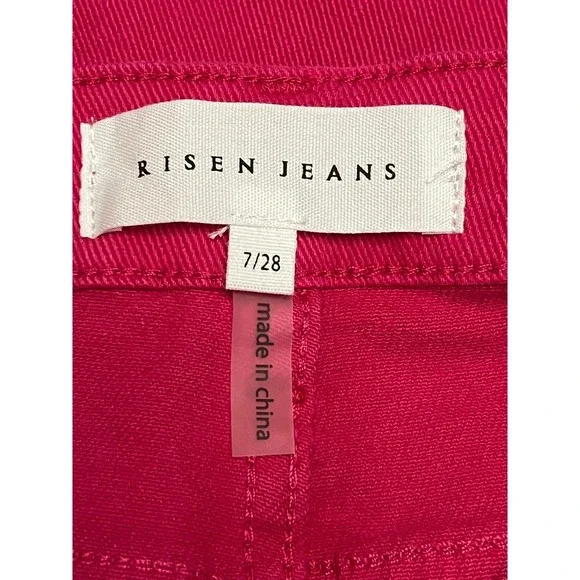 Risen Cargo Jeans Womens 7/28 Fuchsia Pink Wide Leg Utility Y2K Streetwear Bold - Picture 2 of 13